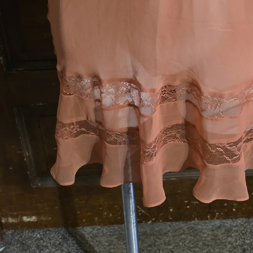 Victoria's Secret Eyelash Lace Ruffle Chemise Slip Spice Size M
